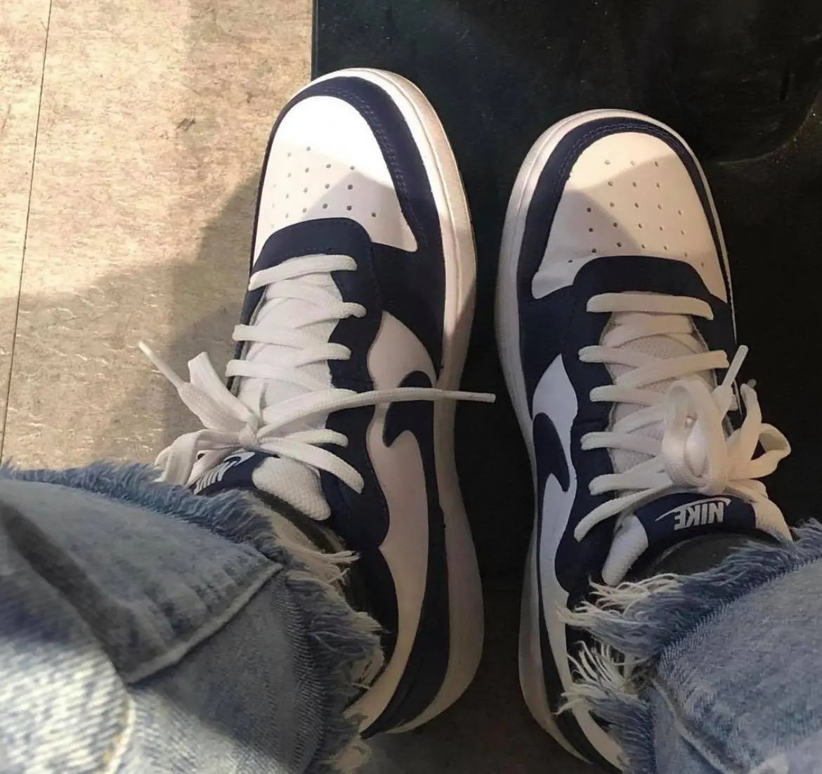 Giày Nike Court Borough Low 2 White Navy (GS) BQ5448-107 — ảnh 3