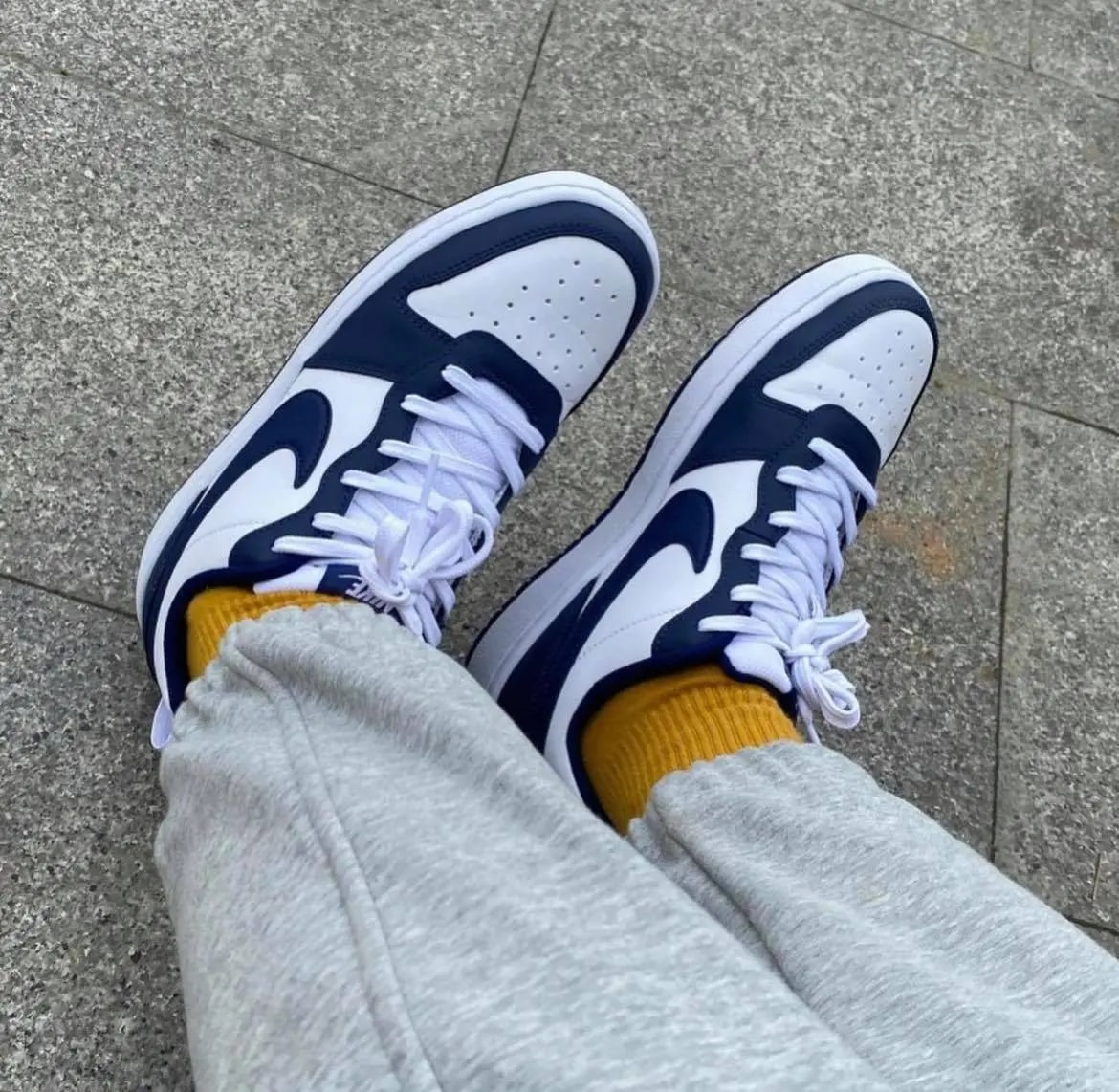 Giày Nike Court Borough Low 2 White Navy (GS) BQ5448-107 — ảnh 2