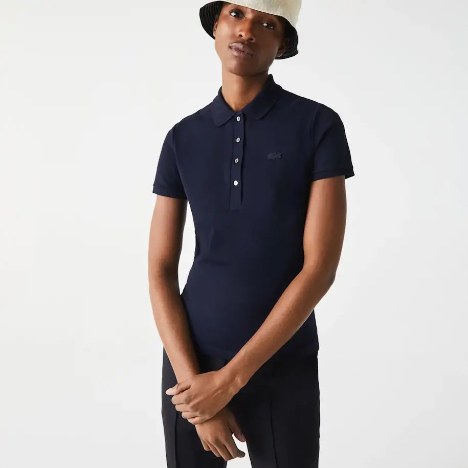 Áo Lacoste Slim Fit Polo Shirt Pique 'Dark Blue' — ảnh 3
