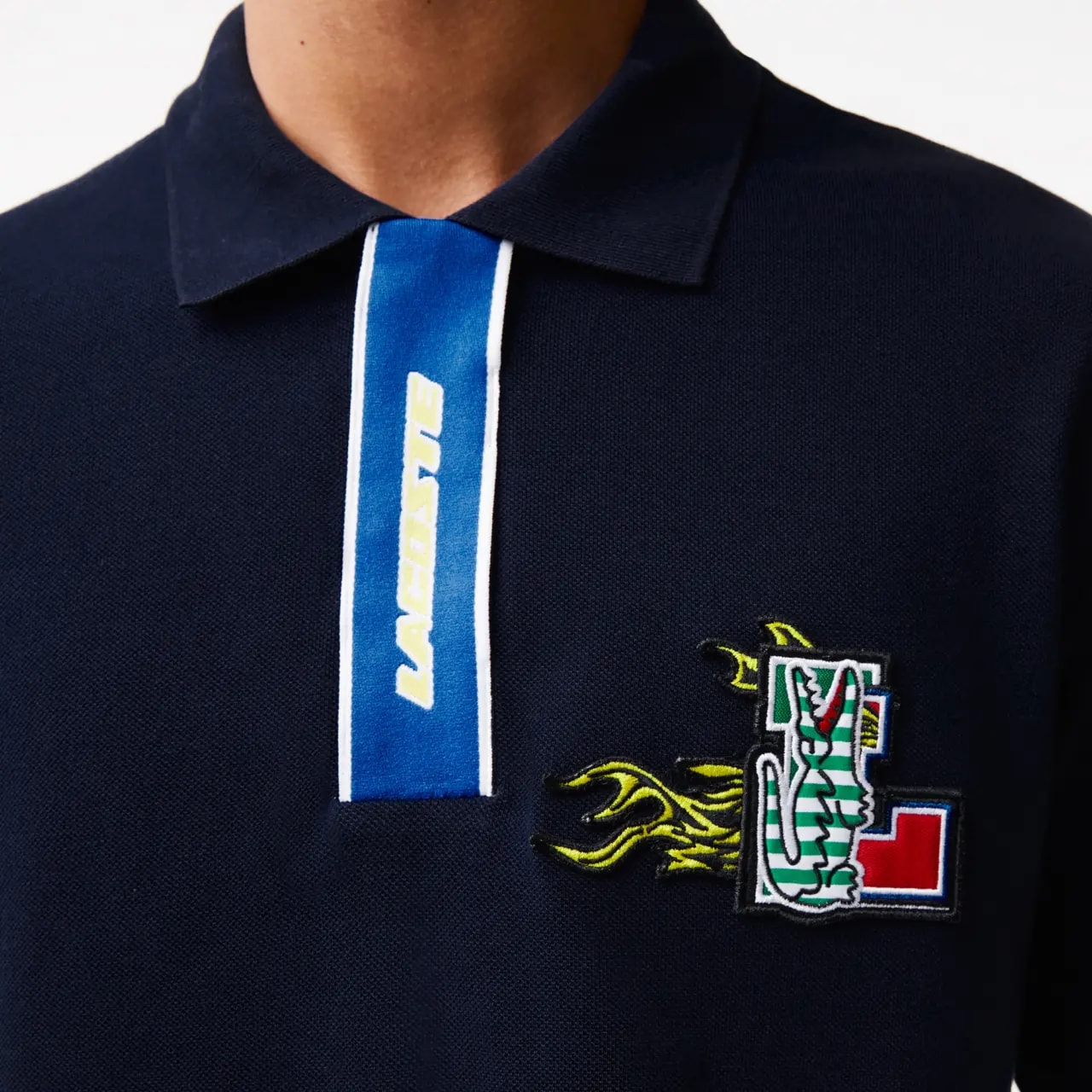 Áo Lacoste Contrast Placket Crocodile Badge 'Navy Blue' PH1465-166 — ảnh 5