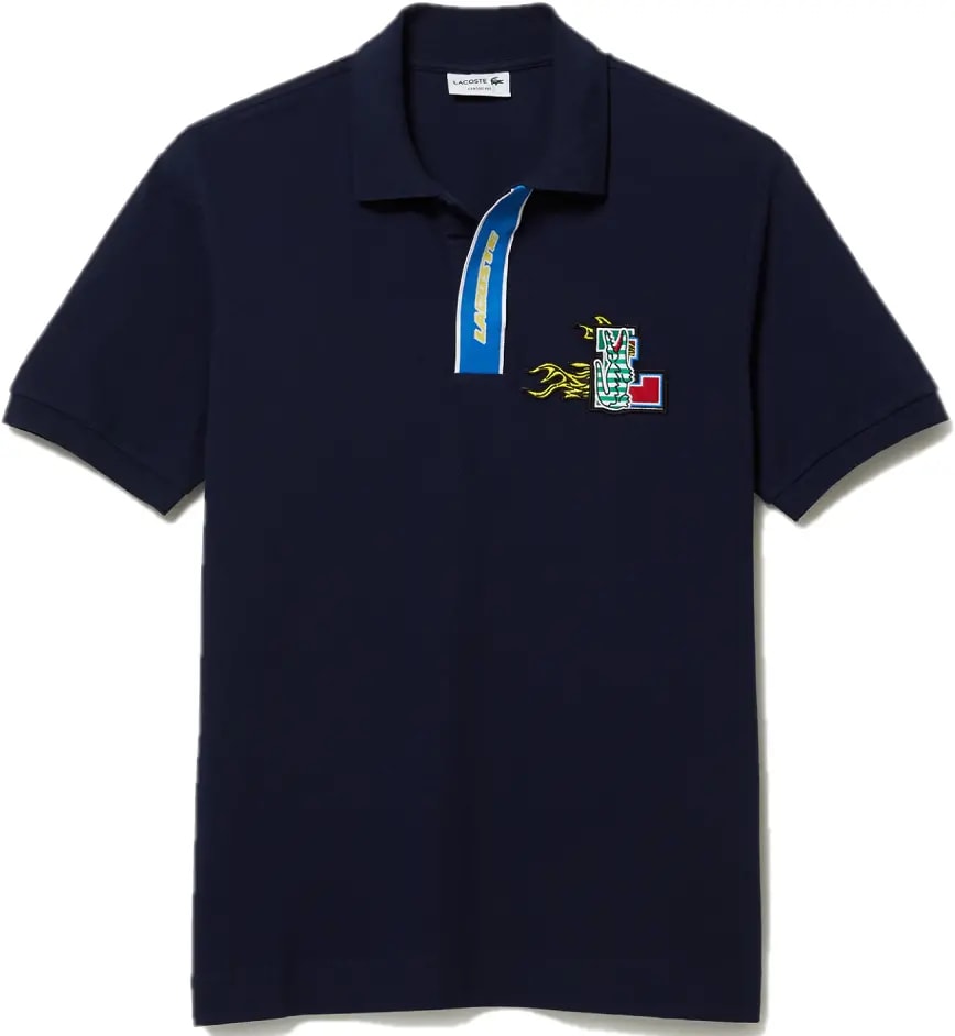 Áo Lacoste Contrast Placket Crocodile Badge 'Navy Blue' PH1465-166 — kich-thuoc: S