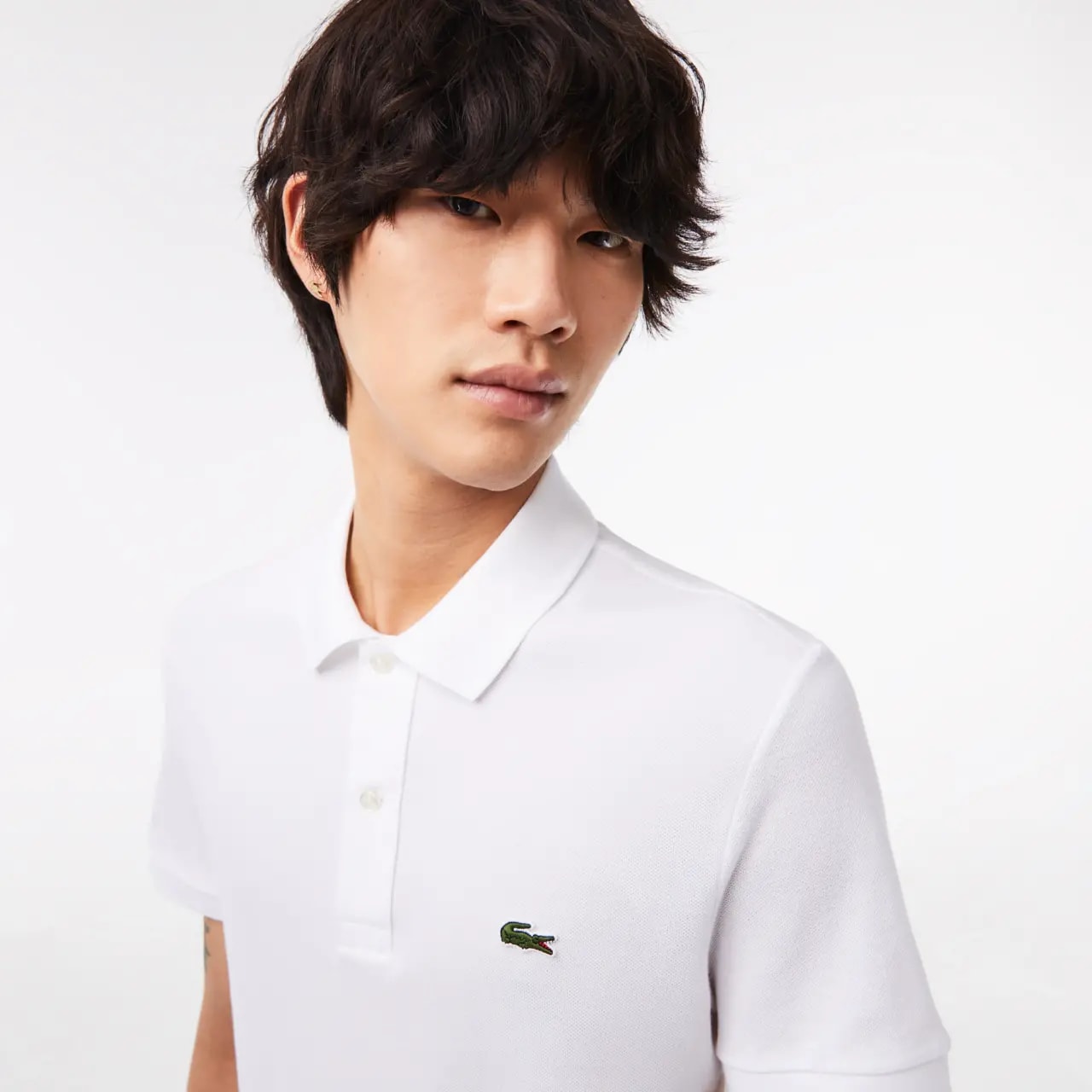 Áo Lacoste Slim Fit Petit Piqué Cotton Polo 'White' PH4012-00-001 — ảnh 3