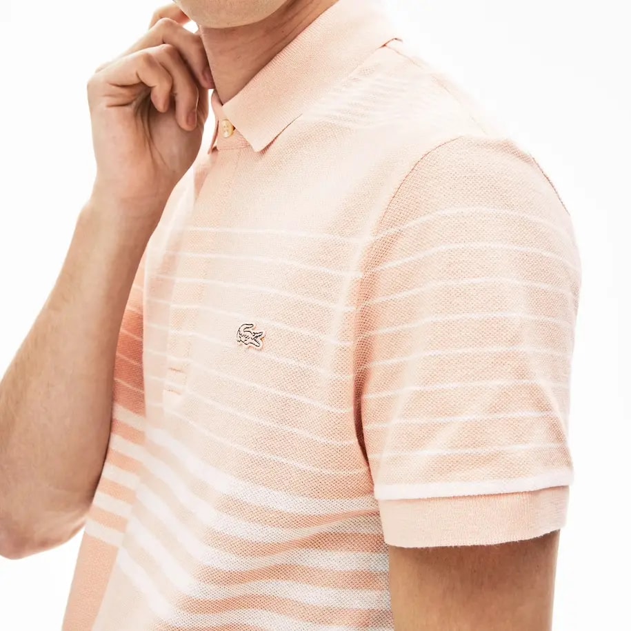 Áo Men's Lacoste Striped Linen And Cotton Regular Fit Polo Shirt PH5044-KT3 — ảnh 2