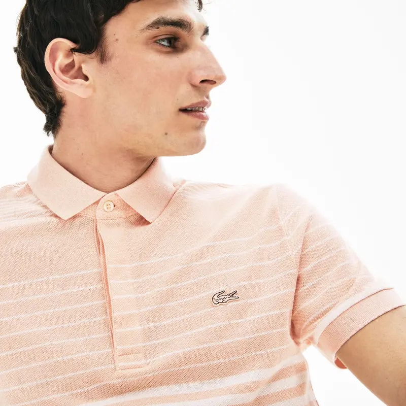 Áo Men's Lacoste Striped Linen And Cotton Regular Fit Polo Shirt PH5044-KT3 — ảnh 3