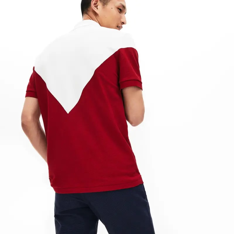 Áo Men's Lacoste Striped Accents Cotton Pique Polo Shirt 'Red White' PH8532-236 — ảnh 3