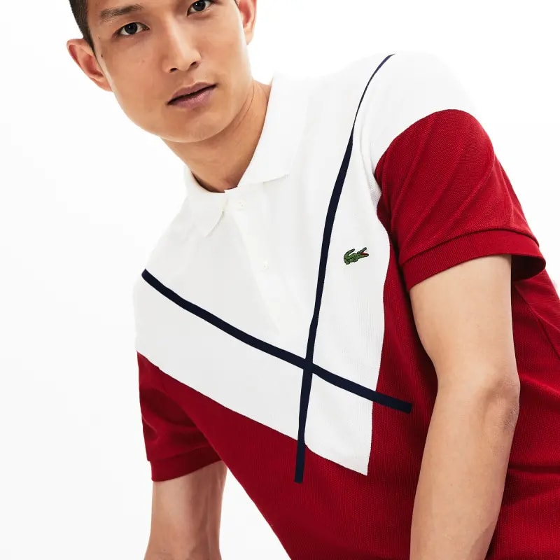Áo Men's Lacoste Striped Accents Cotton Pique Polo Shirt 'Red White' PH8532-236 — ảnh 2