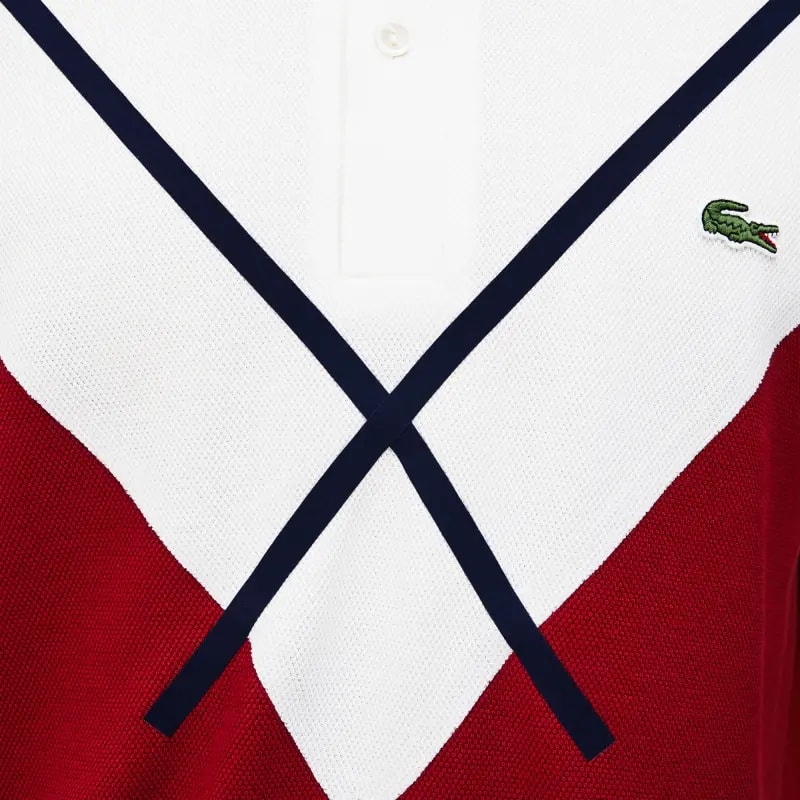 Áo Men's Lacoste Striped Accents Cotton Pique Polo Shirt 'Red White' PH8532-236 — ảnh 5