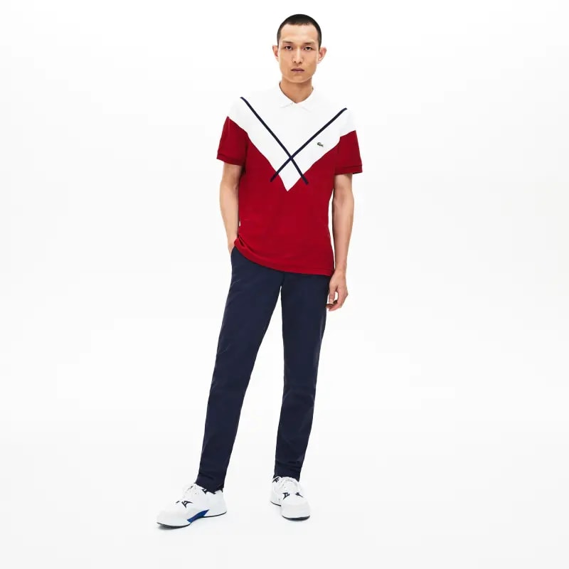 Áo Men's Lacoste Striped Accents Cotton Pique Polo Shirt 'Red White' PH8532-236 — ảnh 4
