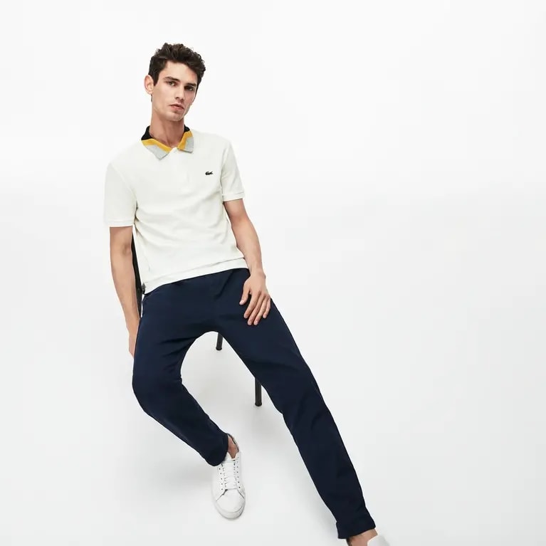 Áo Lacoste Slim Fit Colourblock Striped Knop Piqué Polo Shirt — ảnh 2