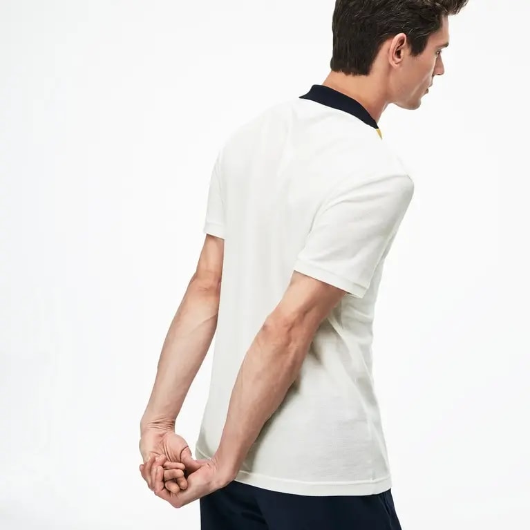 Áo Lacoste Slim Fit Colourblock Striped Knop Piqué Polo Shirt — ảnh 4