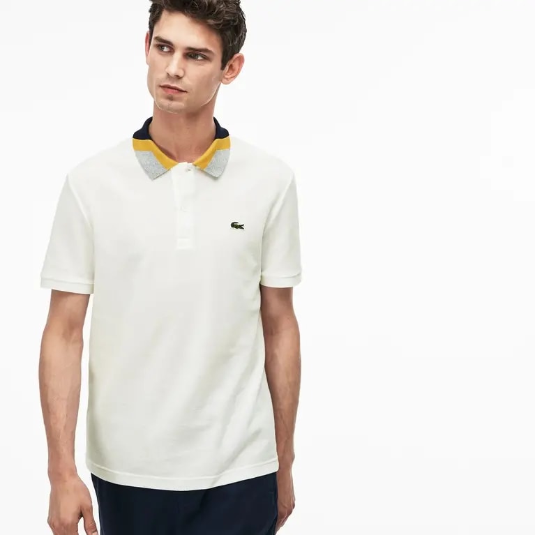 Áo Lacoste Slim Fit Colourblock Striped Knop Piqué Polo Shirt — ảnh 5