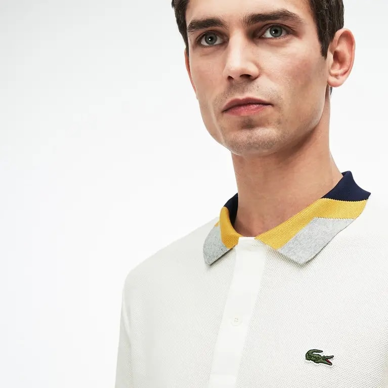 Áo Lacoste Slim Fit Colourblock Striped Knop Piqué Polo Shirt — ảnh 3