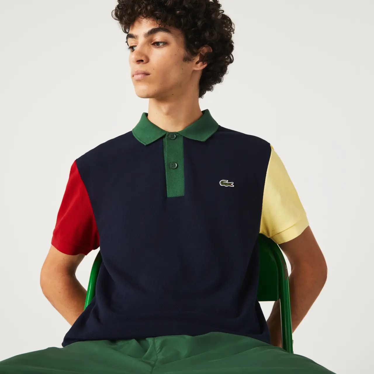 Áo Lacoste Colorblock Cotton Petit Piqué 'Navy Blue Red' PH9536-821 — ảnh 5