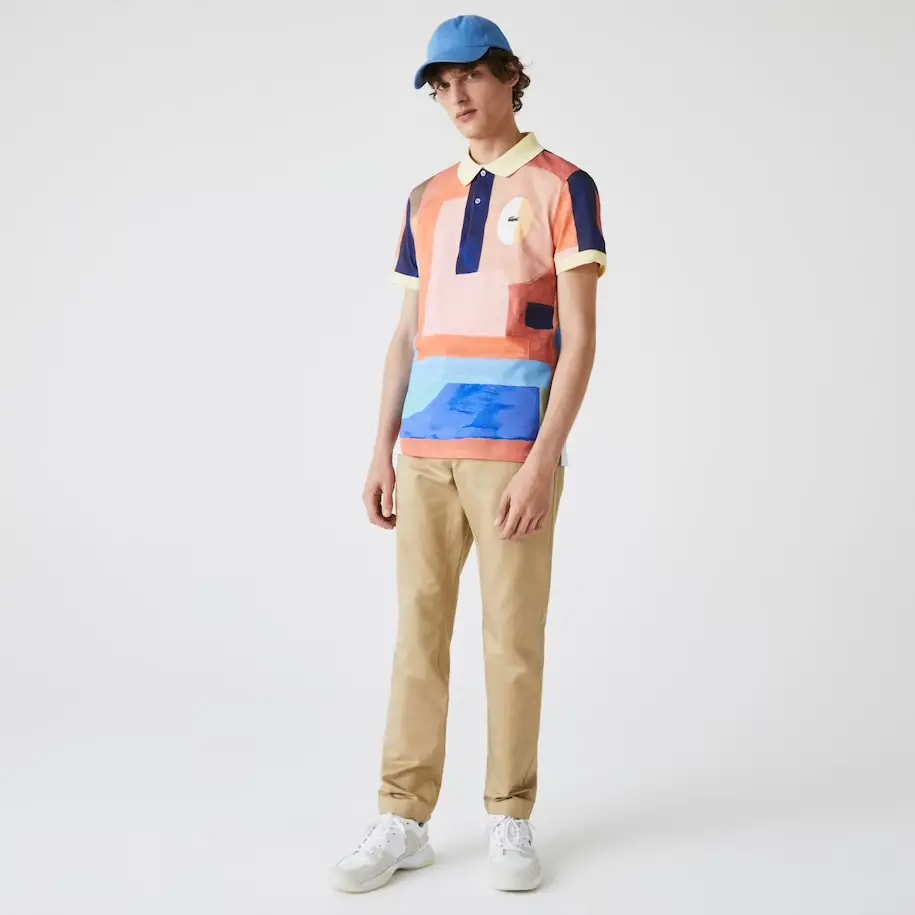 Áo Men’s Lacoste Regular Fit Paint Print Cotton Piqué Polo Shirt PH9707-00 — ảnh 5