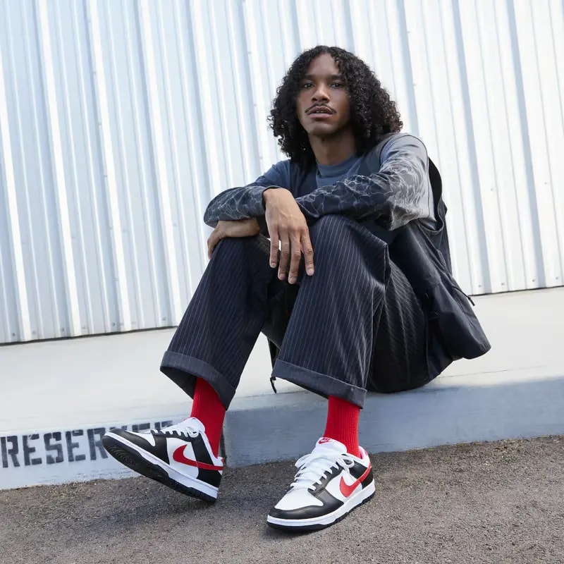 Giày Nike Dunk Low 'Black White Red' FB3354-001 — ảnh 3