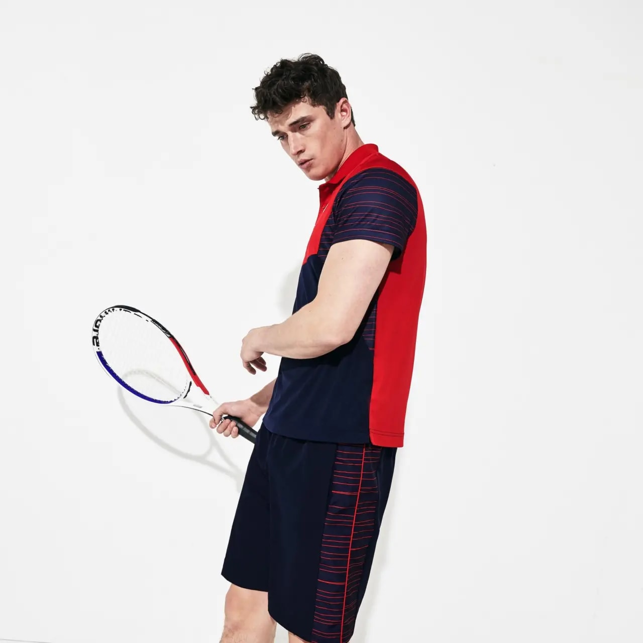 Áo Lacoste Polo Tennis Pique Red Navy DH8488-51-GLY — ảnh 3