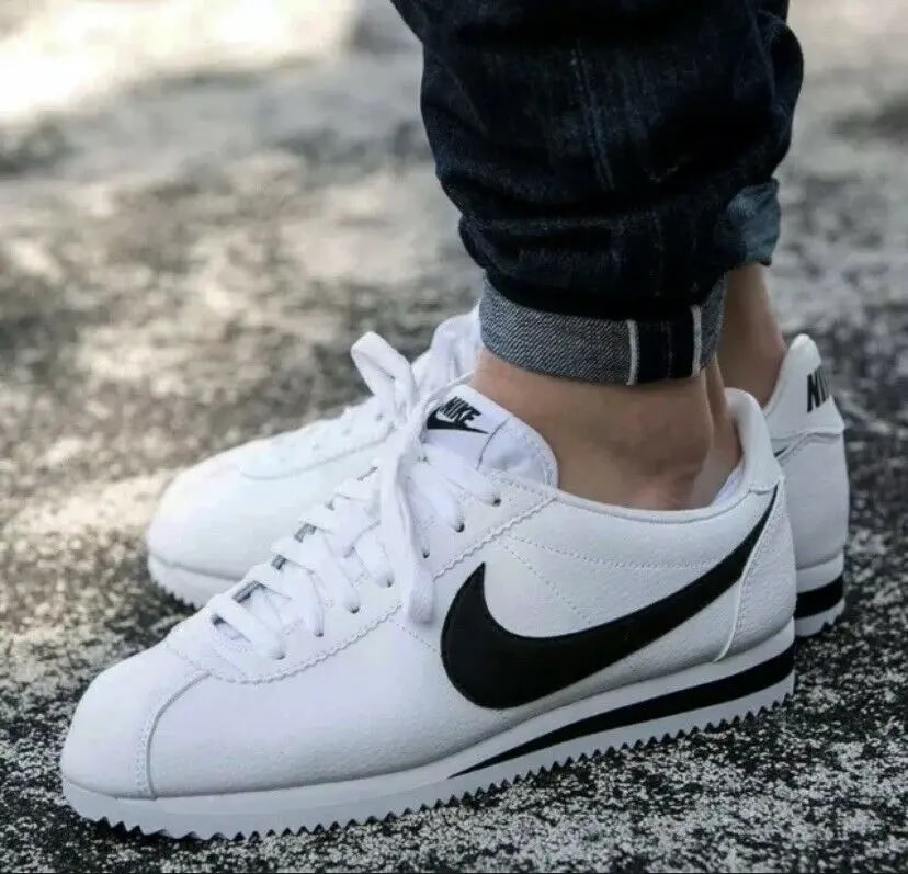 Giày Nike Cortez Basic Leather 'White Black' 819719-100 — ảnh 5