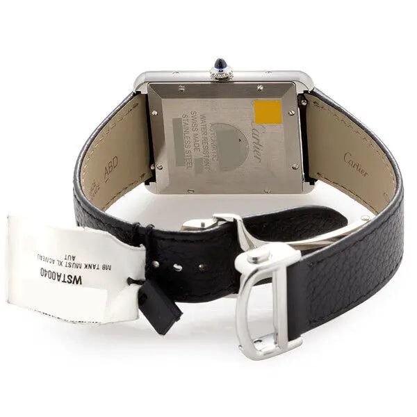 Đồng Hồ Cartier Tank Must Watch Extra Large Automatic Steel Calfskin 'Black' WSTA0040 — ảnh 3