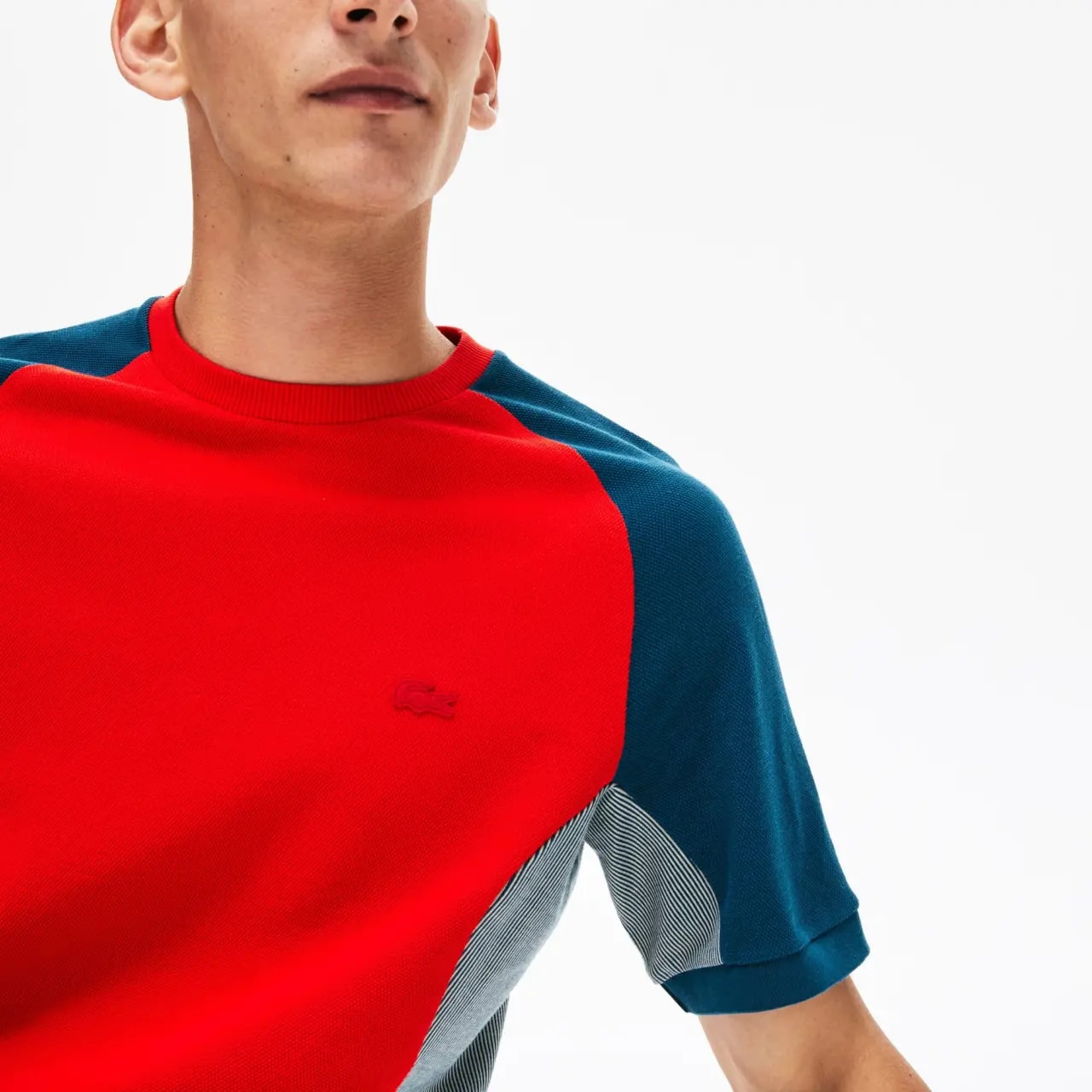 Áo Lacoste Colourblock Piqué Crew Neck T-shirt Red TH5017-00 — ảnh 3