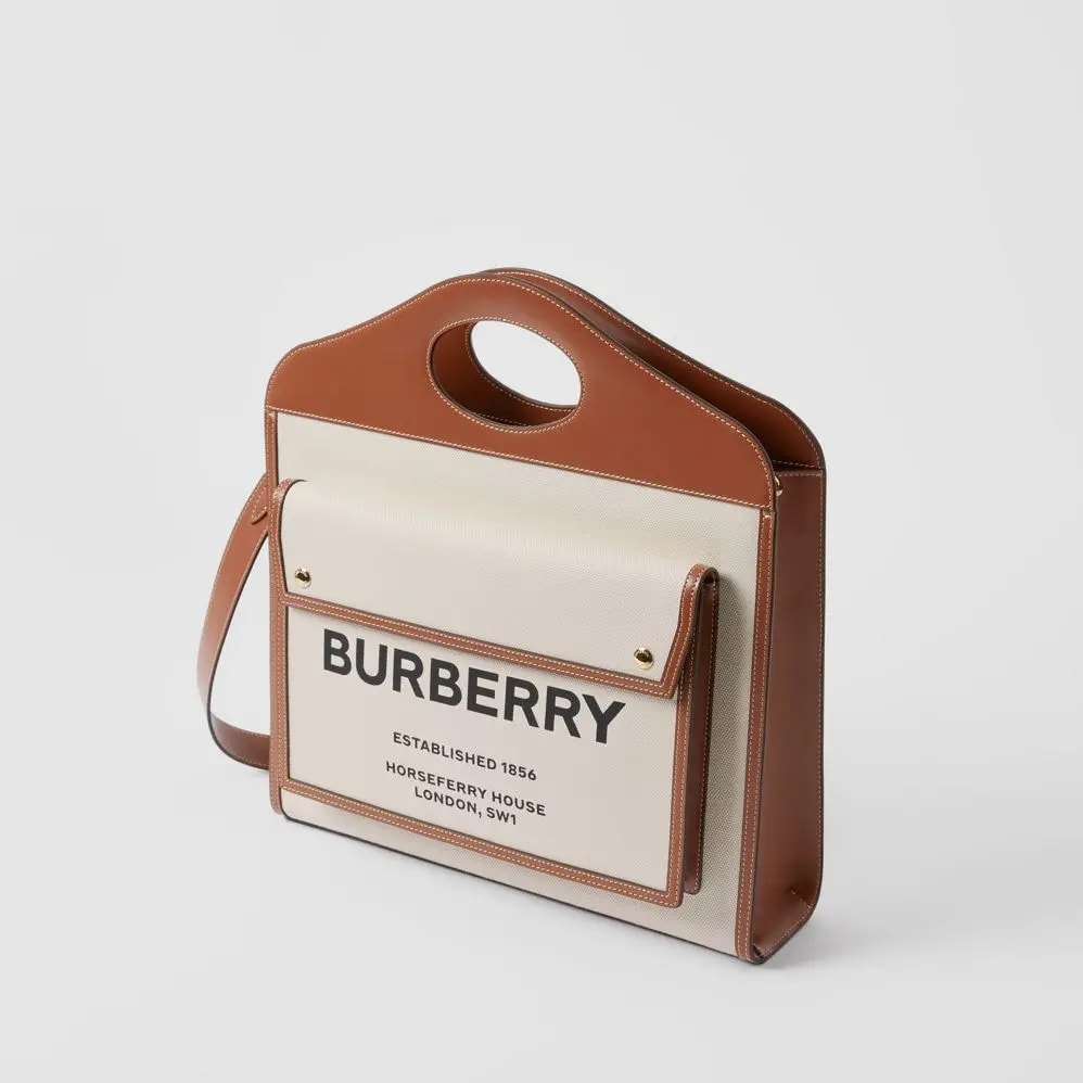 Túi Burberry Medium Two-tone Canvas Leather Pocket Bag 'Natural Malt Brown' — ảnh 3