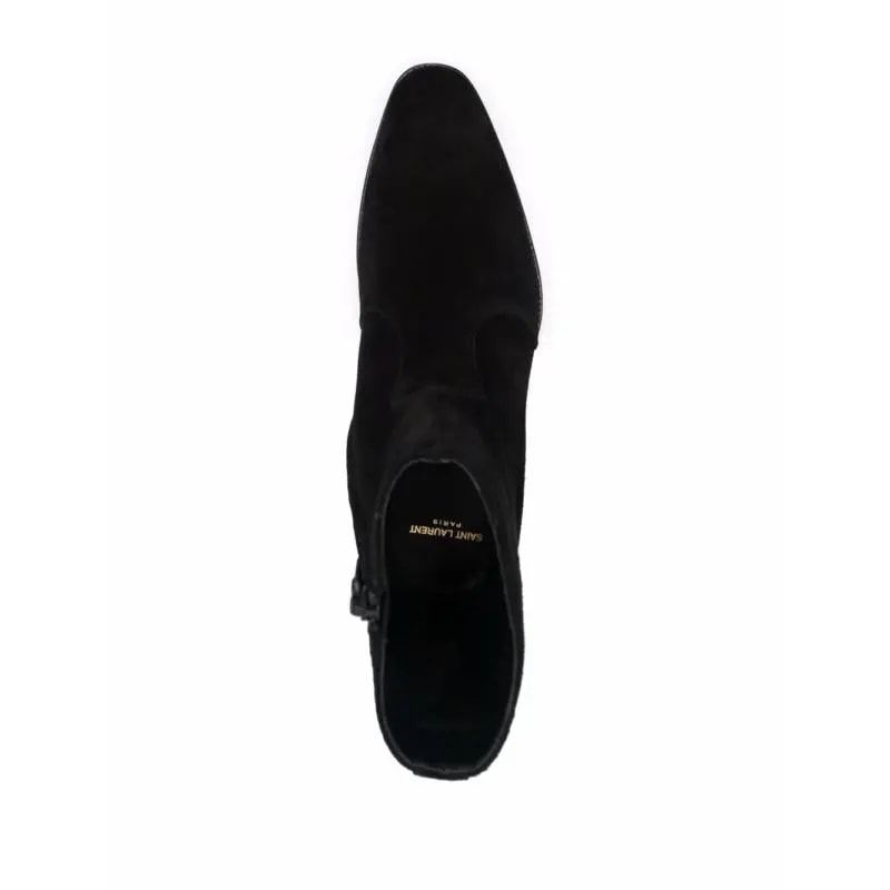 Giày Saint Laurent Wyatt Zipped Boots In Suede 6703391NZ001000 — ảnh 4
