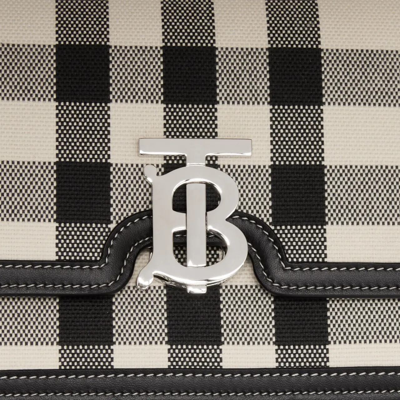Túi Burberry Small Check Canvas and Leather TB Bag 'Butter Beige Black' — ảnh 2