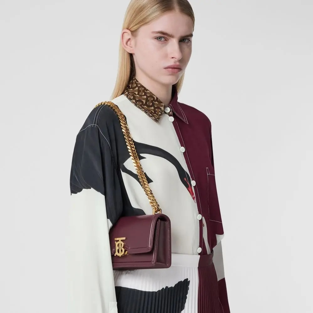 Túi Burberry Mini Leather Chain TB Bag 'Deep Maroon' — ảnh 3