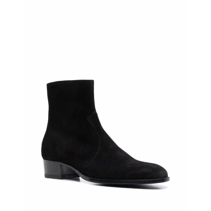 Giày Saint Laurent Wyatt Zipped Boots In Suede 6703391NZ001000 — ảnh 3