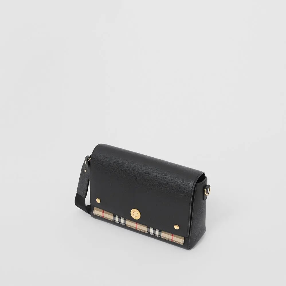 Túi Burberry Leather and Vintage Check Note Crossbody Bag 'Black' — ảnh 4