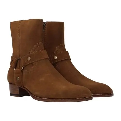 Giày Saint Laurent Wyatt Harness Boots In Suede "Nut" 443190-BPN00-5710 — ảnh 2