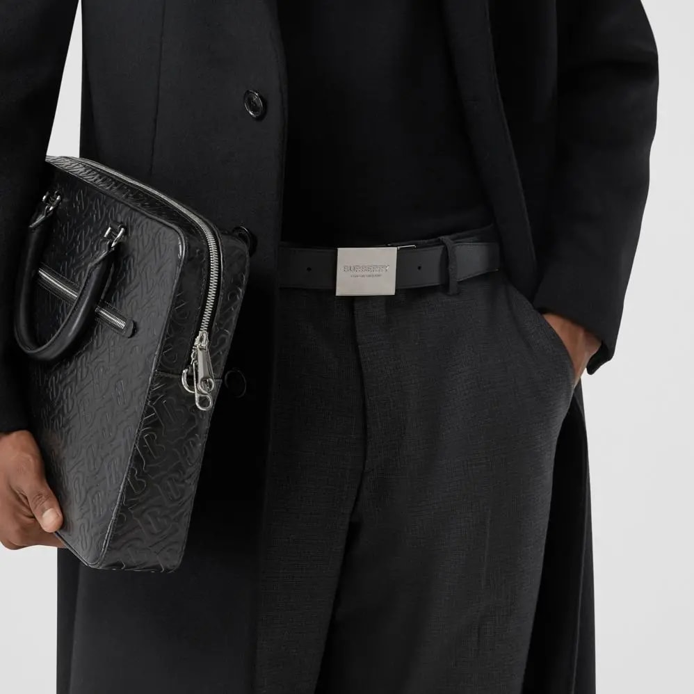 Thắt Lưng Burberry Reversible Plaque Buckle London Check and Leather Belt 'Dark Charcoal' — ảnh 3