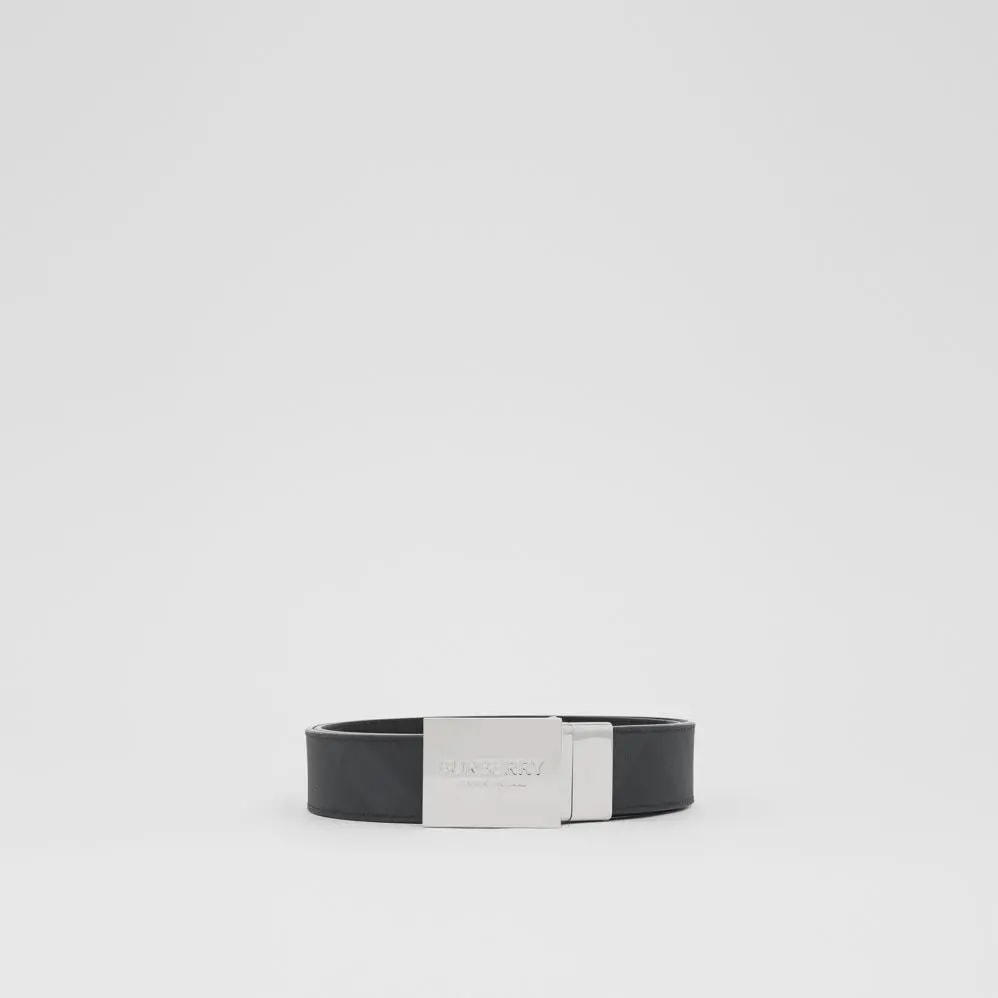 Thắt Lưng Burberry Reversible Plaque Buckle London Check and Leather Belt 'Dark Charcoal' — ảnh 4