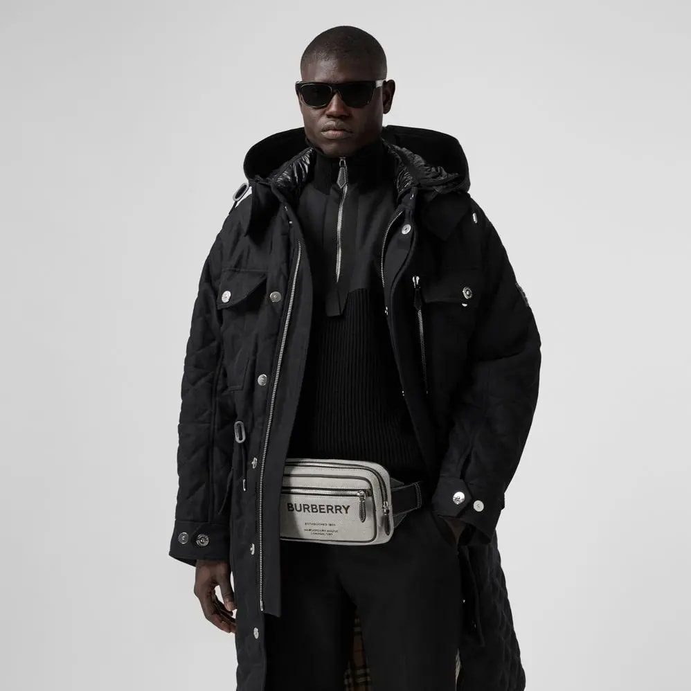Túi Burberry Horseferry Print Cotton Canvas Bum Bag 'Black' p80389021 — ảnh 3
