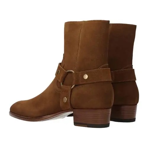 Giày Saint Laurent Wyatt Harness Boots In Suede "Nut" 443190-BPN00-5710 — ảnh 4