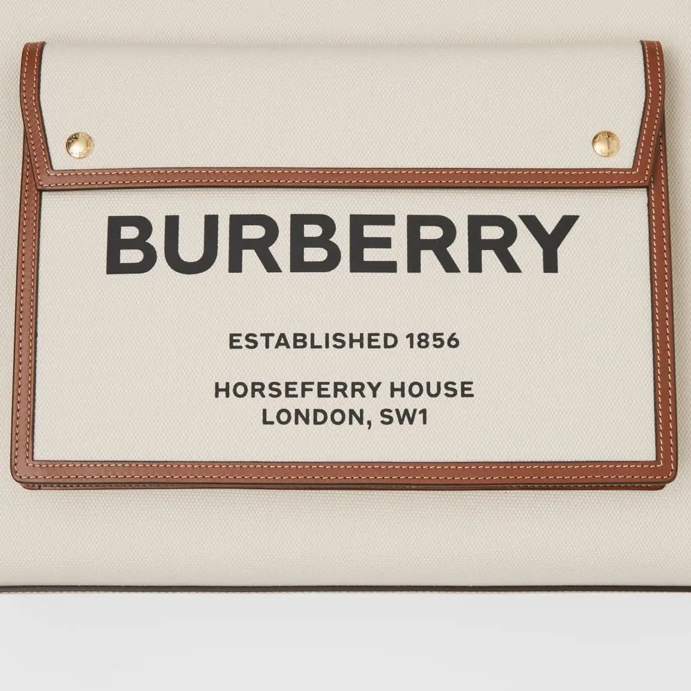 Túi Burberry Medium Two-tone Canvas Leather Pocket Bag 'Natural Malt Brown' — ảnh 2