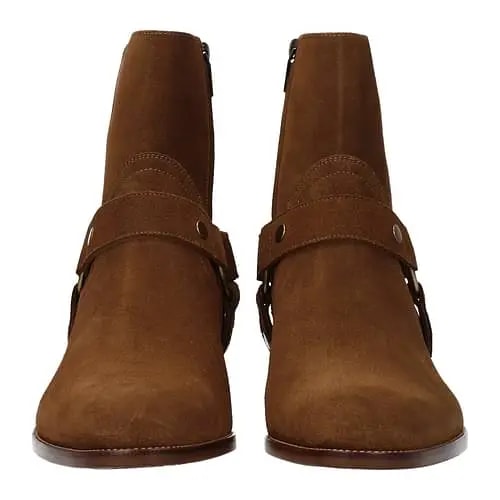 Giày Saint Laurent Wyatt Harness Boots In Suede "Nut" 443190-BPN00-5710 — ảnh 3