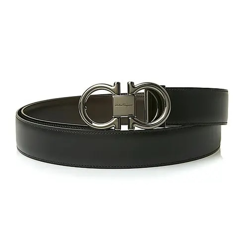 Thắt Lưng Salvatore Ferragamo Men's Belt Gancini 745801 NERO HICKORY 46