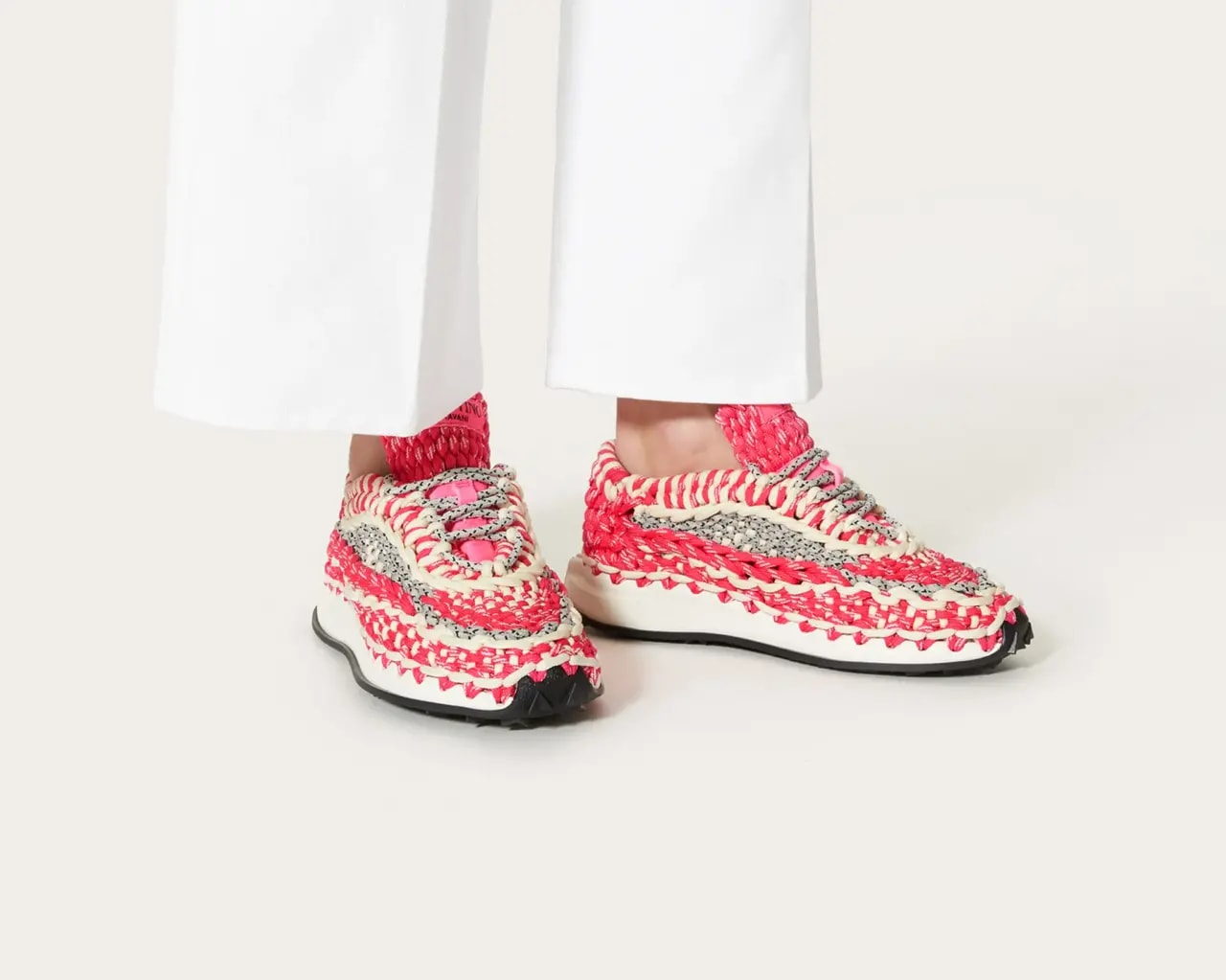 Giày Valentino  Garavani Crochet Sneaker In Fabric WW2S0BU6IHEID0 — ảnh 4