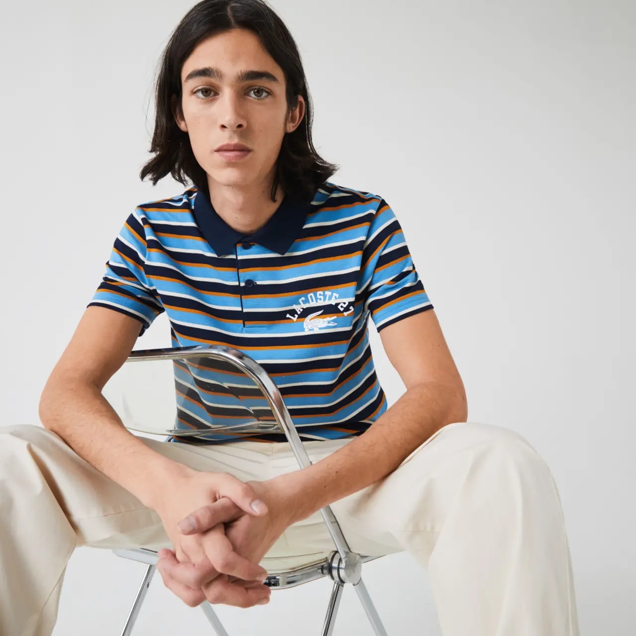 Áo Lacoste Ultra-lightweight Striped Knit Polo Shirt YH0031-00 — ảnh 5