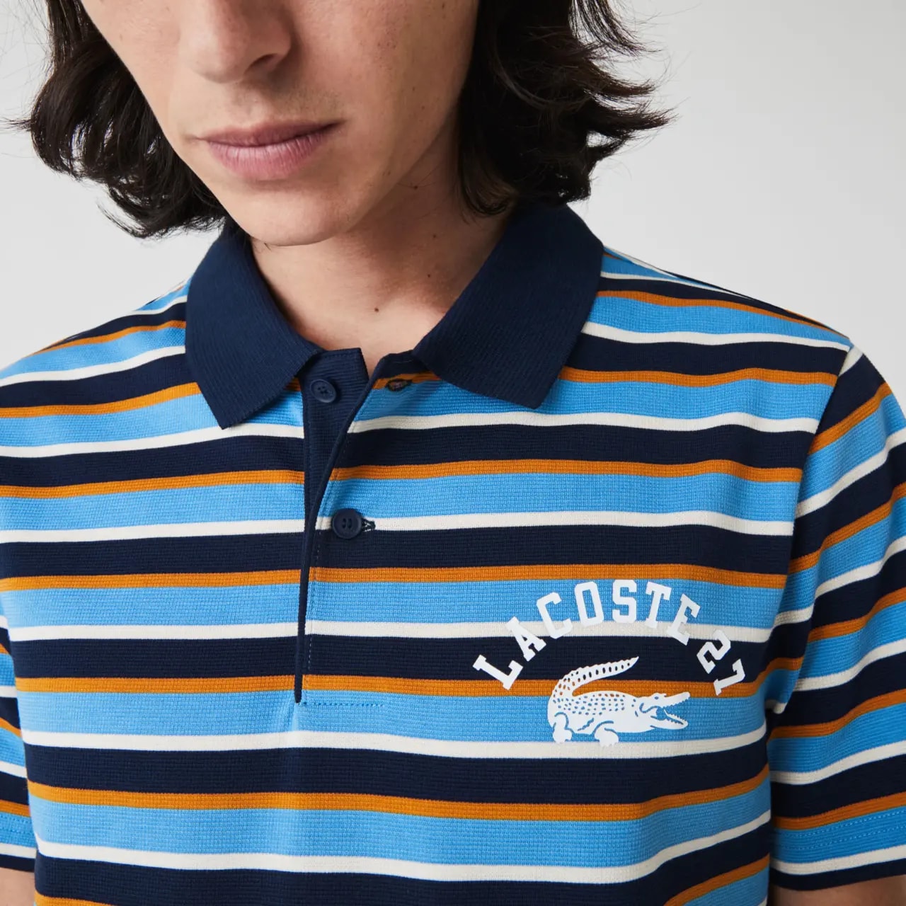 Áo Lacoste Ultra-lightweight Striped Knit Polo Shirt YH0031-00 — ảnh 3