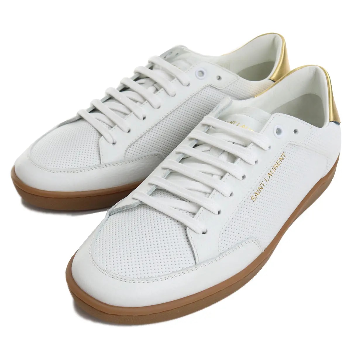 Giày Saint Laurent Leather Sneakers White Yellow 6032231JZA09383 — ảnh 3