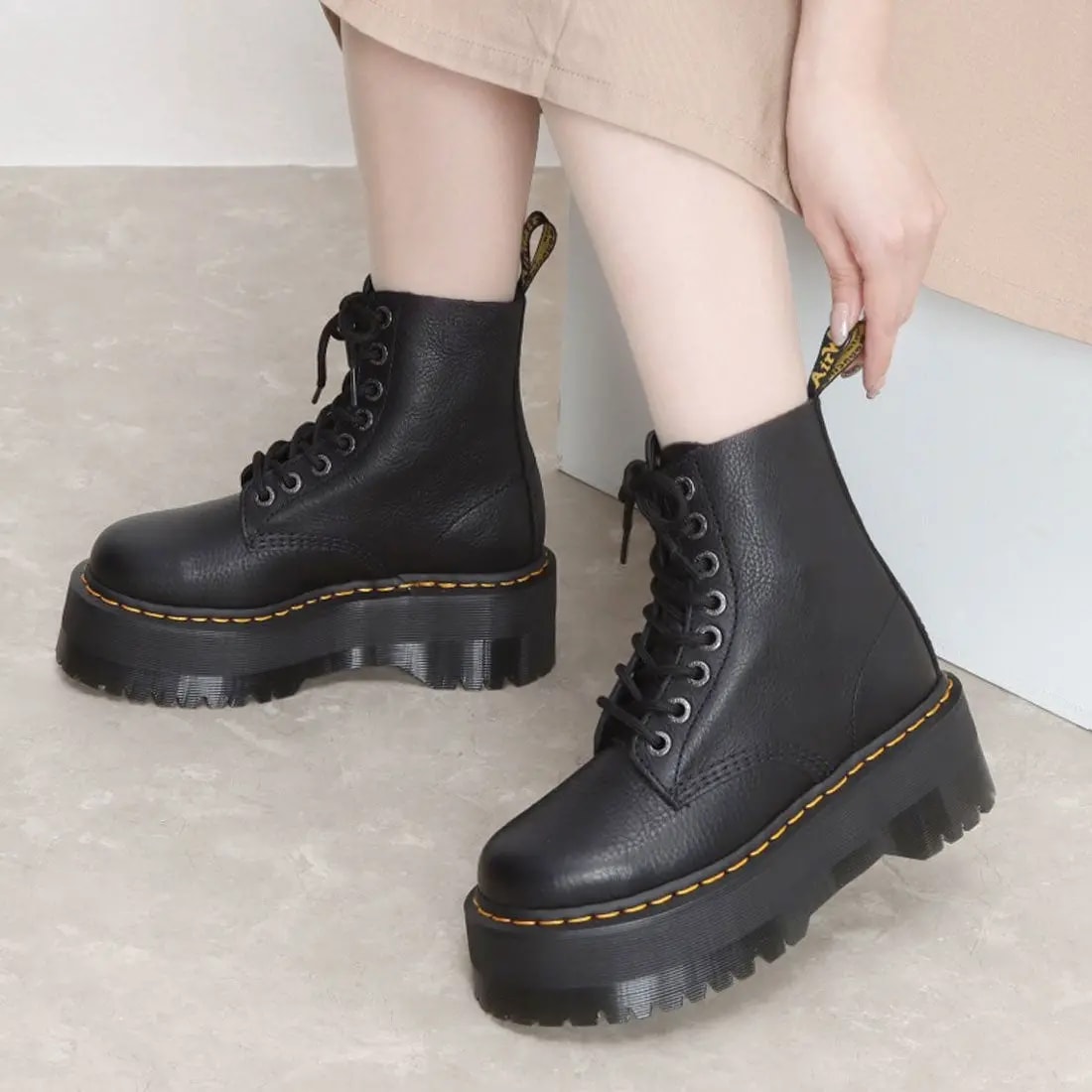Giày Dr.Martens 1460 Pascal Leather Platform Boots 'Black' 26925001 — ảnh 3
