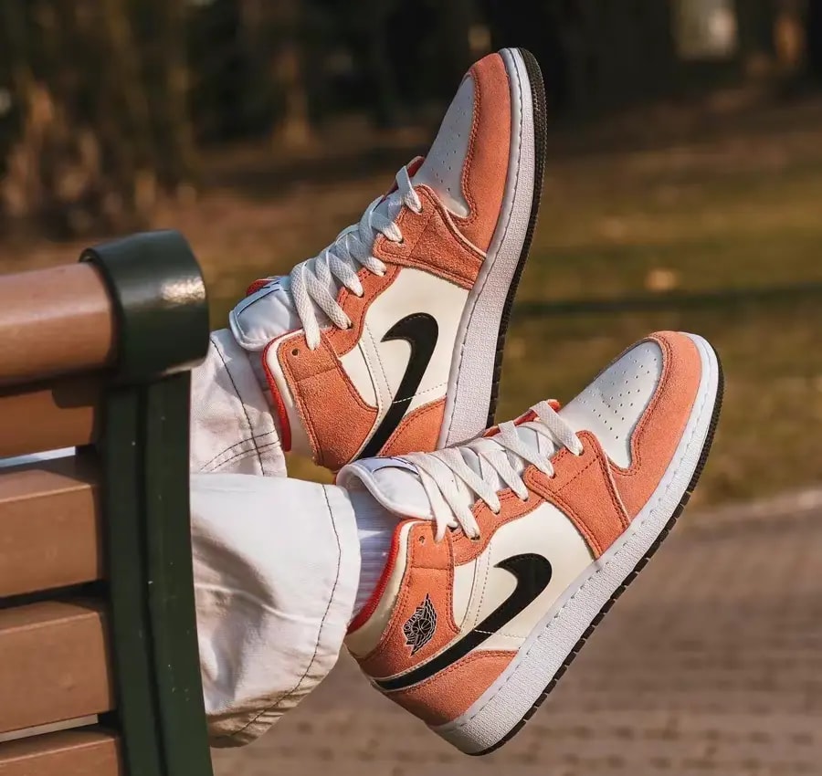 Giày Nike Air Jordan 1 Mid SE 'Orange Suede' DV1336-800 — ảnh 5