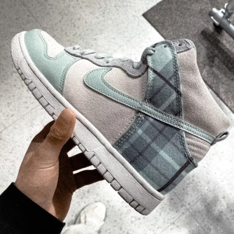 Giày Nike Dunk High SE GS 'Mint Plaid' DV1724-100 — ảnh 3