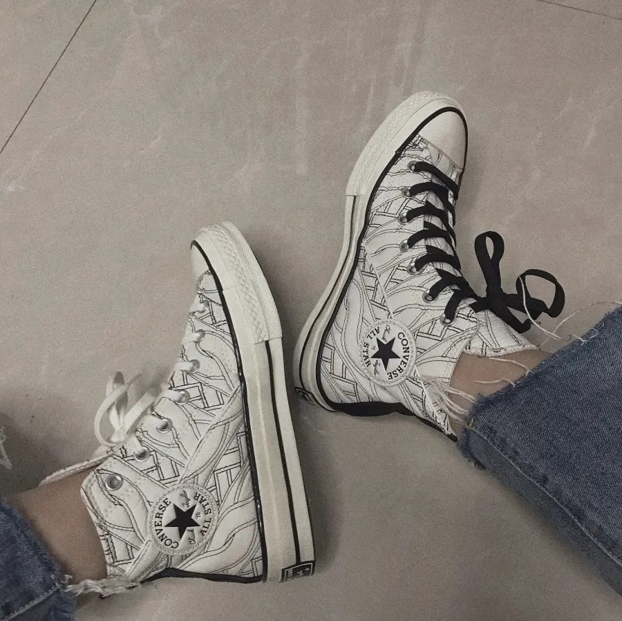 Giày Converse Wmns Chuck 70 High 'Runway Cable Egret Black' 568674C — ảnh 4