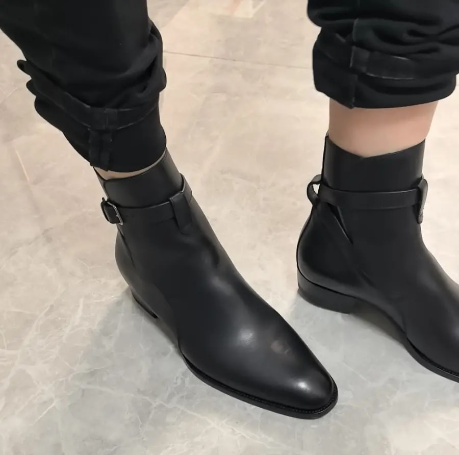 Giày Saint Laurent Wyatt Jodhpur Boots In Mooth Leather 'Black' 663414-1YL00-1000 — ảnh 3