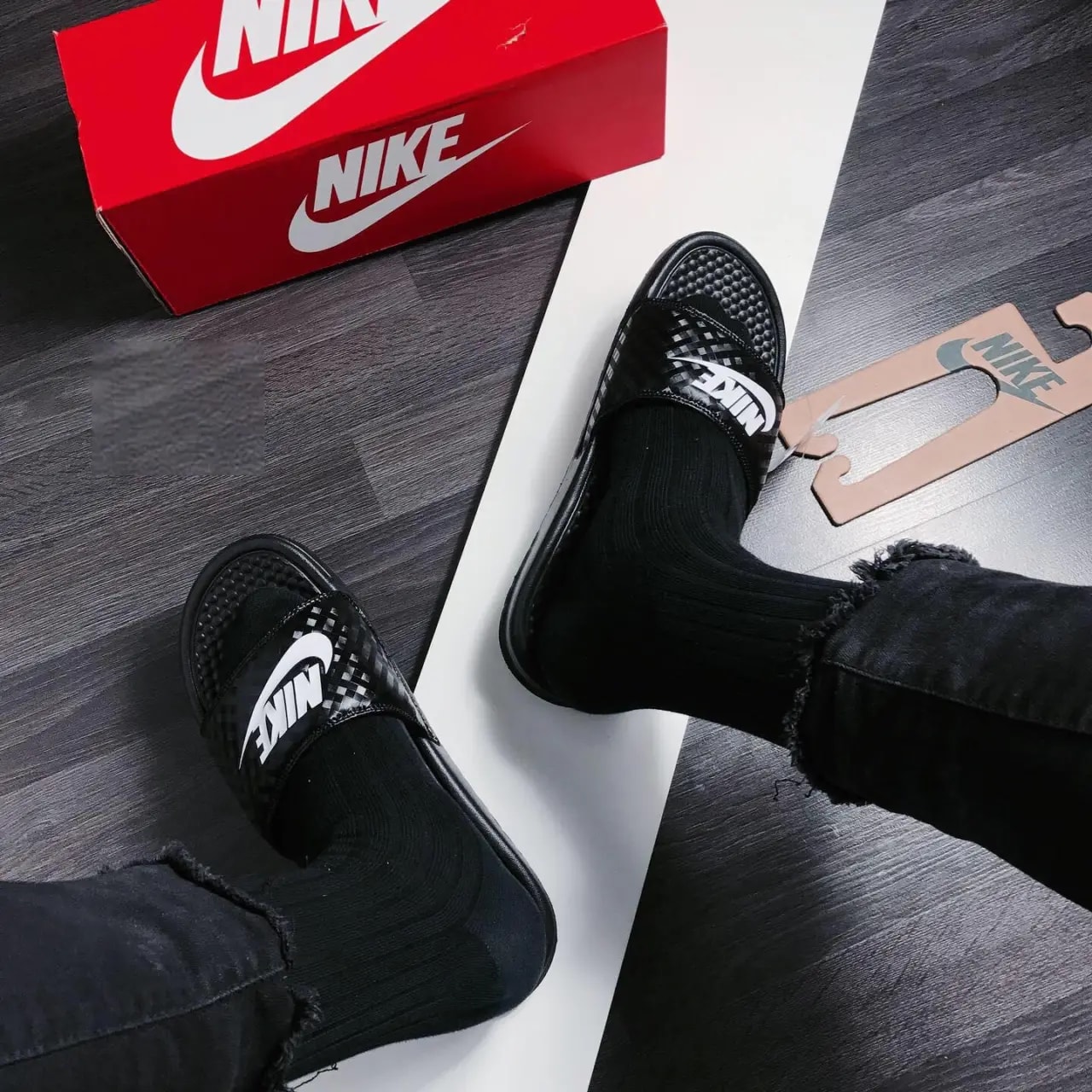 Dép Nike JDI Benassi Slides 'Black Diamond Pattern' 343881-011 — ảnh 3