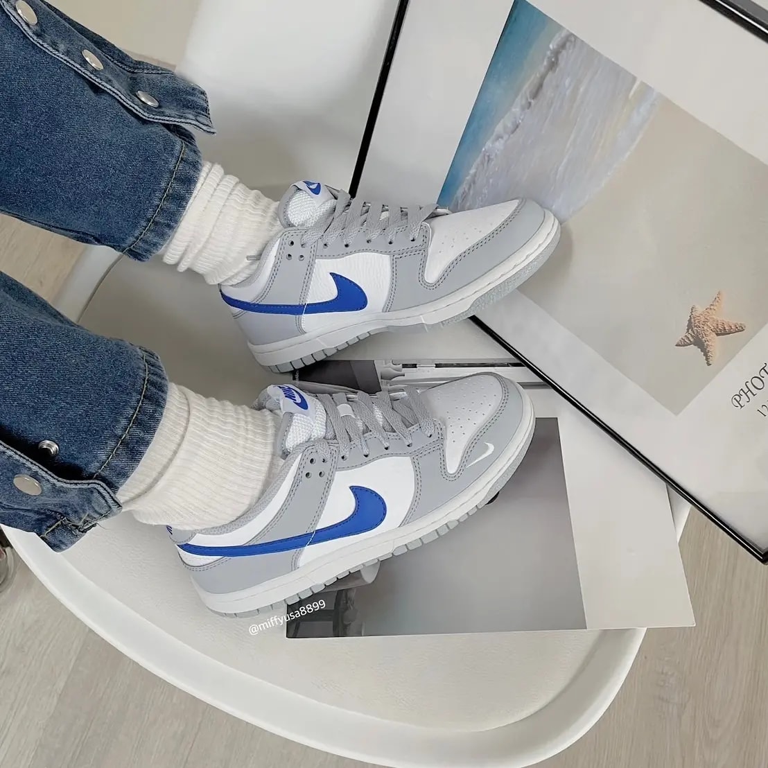 Giày Nike Dunk Low GS 'Grey White Royal' FN3878-001 — ảnh 2