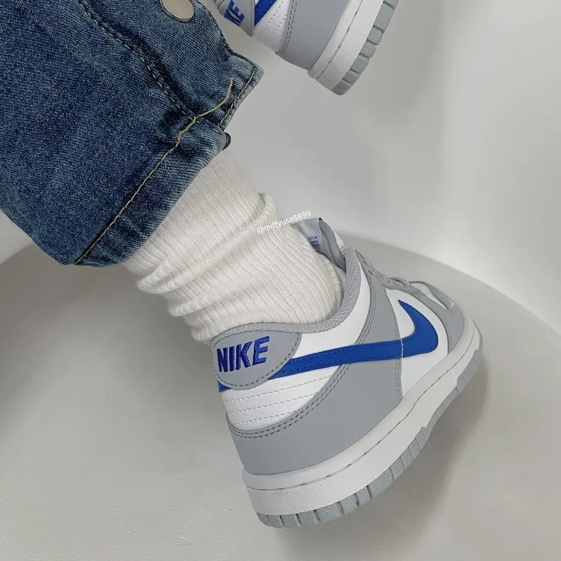 Giày Nike Dunk Low GS 'Grey White Royal' FN3878-001 — ảnh 5