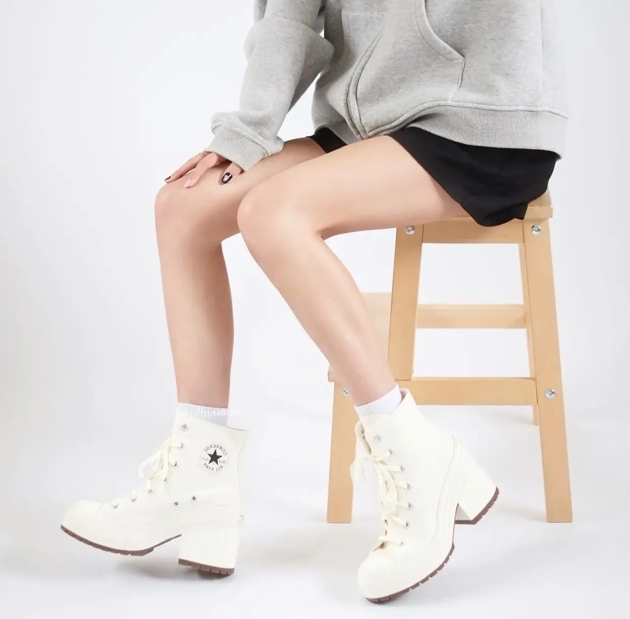 Giày Converse Chuck 70 High De Luxe Heel 'Egret' A05348C — ảnh 4